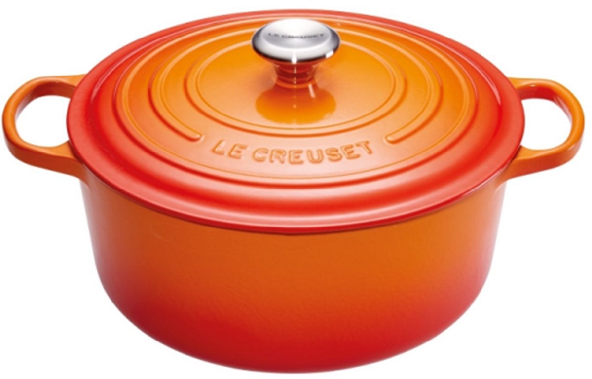 Le creuset signature braad- stoofpan 24 cm oranje-rood