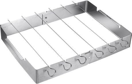 Merkloos sans marque bbq spieshouder set - grill spiesen - gelijkmatig grillen - inklapbaar ontwerp - 7 delig - zilverkleurig