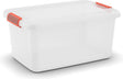 Curver kis k latch box l - opbergbox met deksel - 43l - 59x39x28 - transparant oranje clips