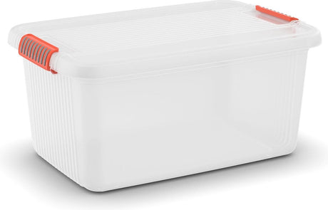 Curver kis k latch box l - opbergbox met deksel - 43l - 59x39x28 - transparant oranje clips