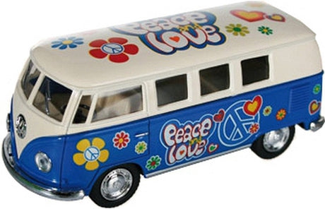 Volkswagen vw model t1 auto busje - hippie style - 12 cm - terugtrek motor