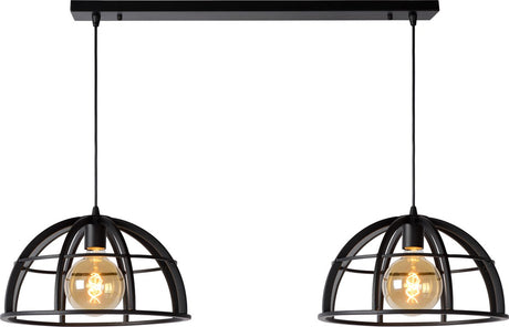 Lucide dikra - hanglamp - 2xe27 - zwart