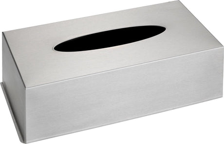 Wenko box voor tissues rvs mat 25x12x8cm - tissuebox roestvrijstaal - tissuehouder - zakdoekendoos - tissuedoos staand of wandbevestigd, met bodem