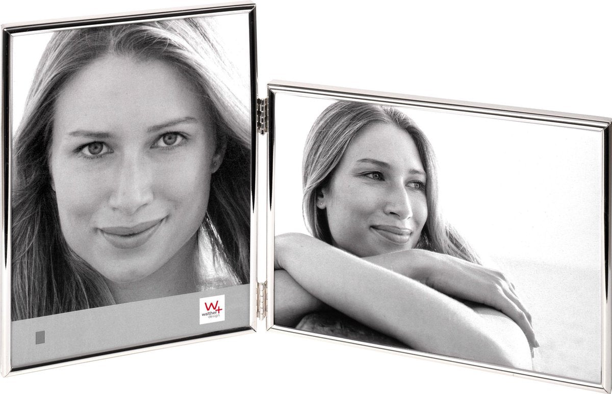 Walther wd118s chloe - dubbele portretlijst - fotoformaat 2x13x18 cm - zilver