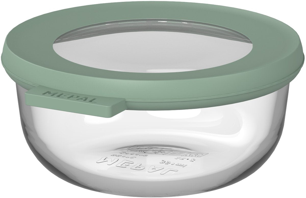 Mepal glazen vershouddoos rond cirqula - 350 ml - glazen vershoudbakjes - hittebestendig tot 550 °c. zonder deksel - meal prep bakjes - nordic sage