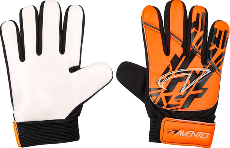 Avento keepershandschoenen - junior - oranje zwart - maat l - pu grip