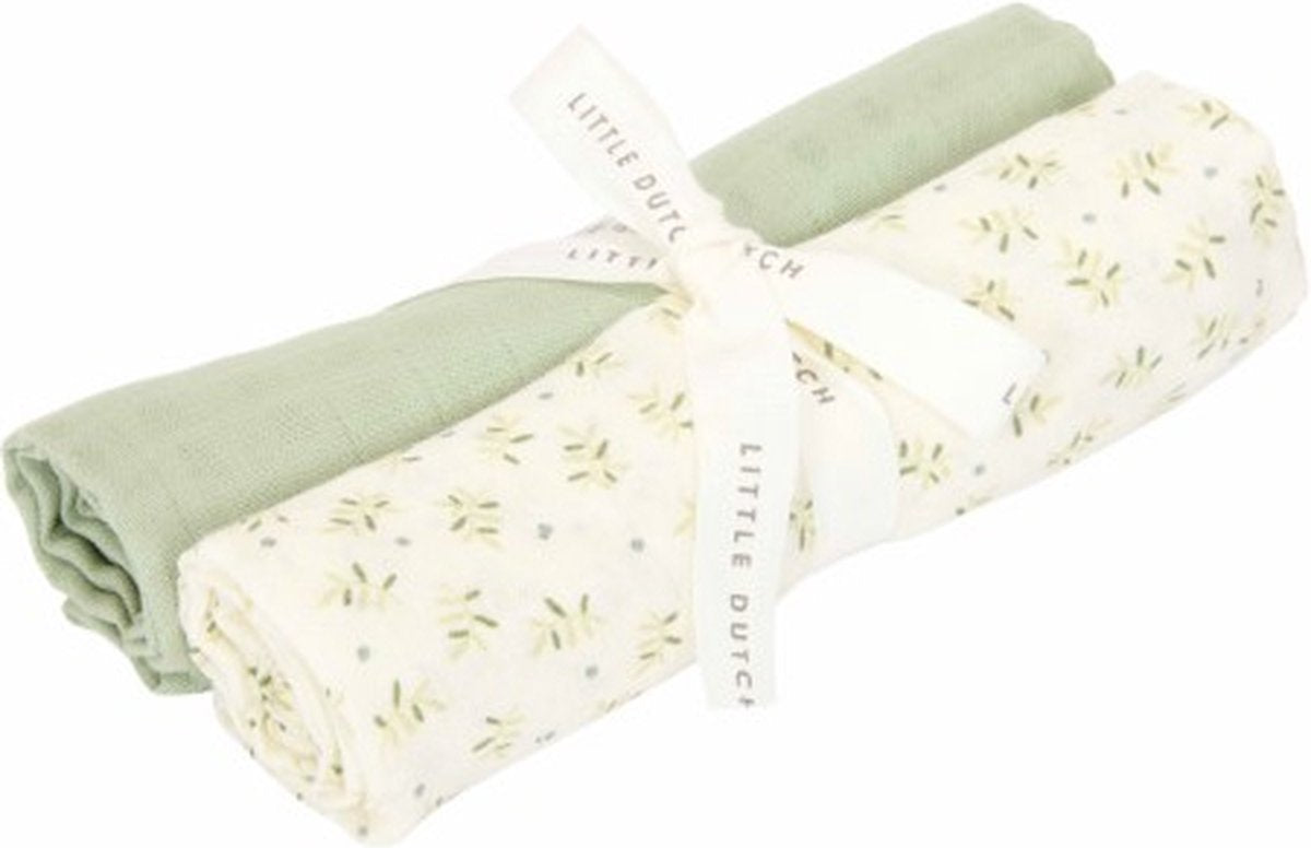Little dutch swaddle - groen - essentials - blueberry leaves