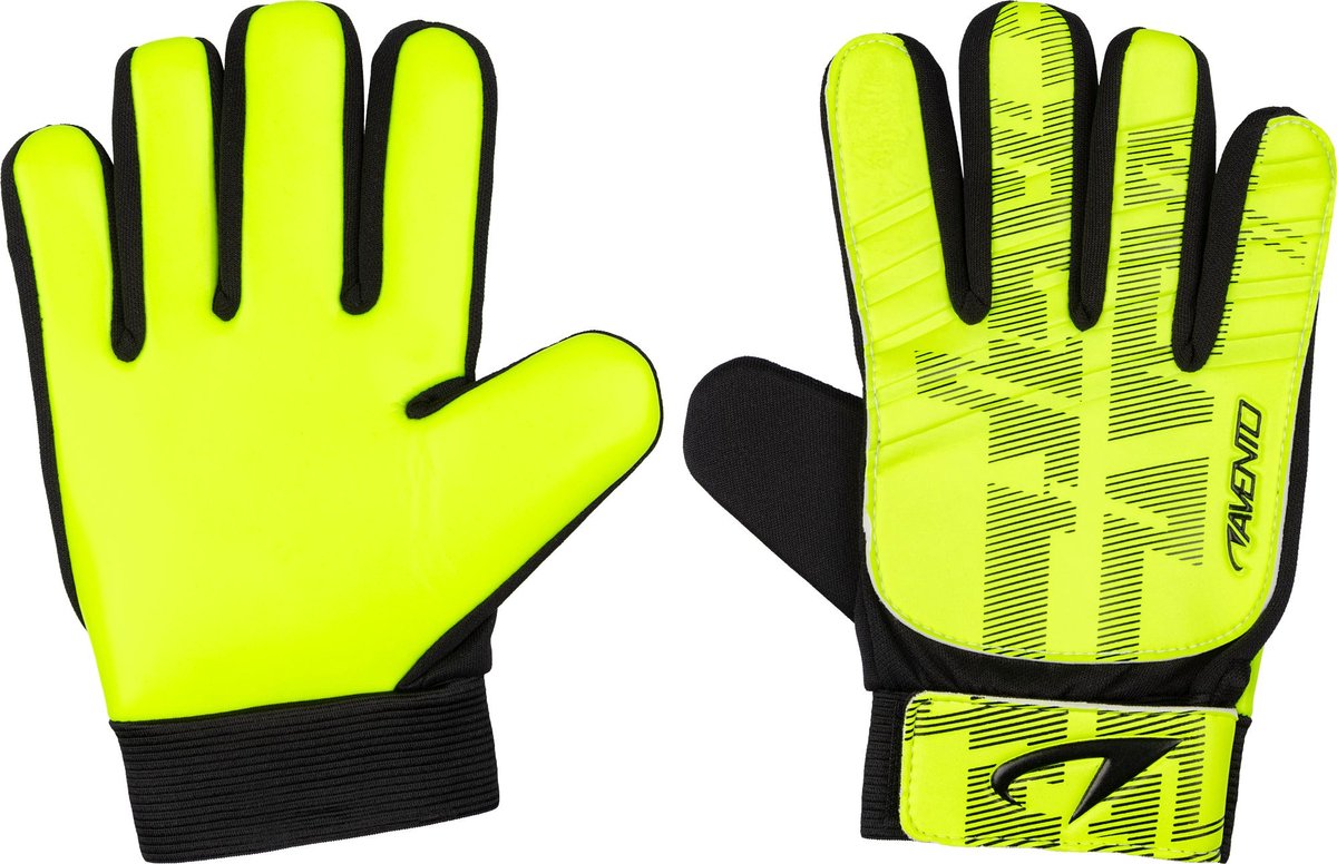 Avento keepershandschoenen - junior - geel zwart - maat l - pu grip