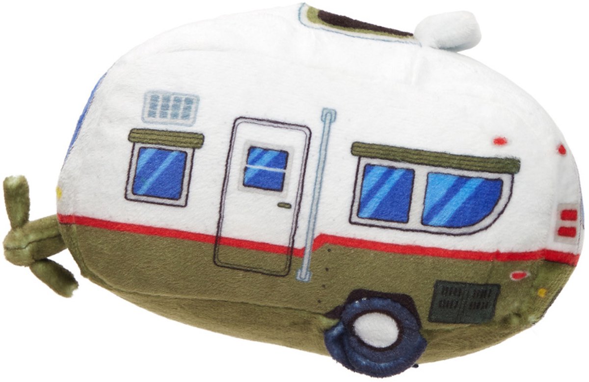 Bark - hairstream trailer caravan - pluche - groen wit - 20x11x12 cm