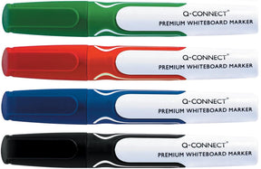Q-connect premium whiteboard marker | ronde punt | set van 4 stuks in geassorteerde kleuren