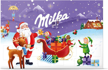 Milka adventskalender 2026 chocolade 200g - 24 feestelijke chocolaatjes om gezellig af te tellen naar kerst - chocoladecadeau - kerstcadeau