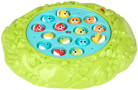 Eddy toys fishing game b o - elektrisch visspel - draaiend spelbord - bevordert fijne motoriek - inclusief hengels - ø22,5 cm - meerkleurig - geschikt voor 1 tot 4 spelers