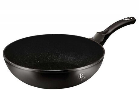 Berlinger haus black silver serie - granieten wok - 28cm - soft-touch handgreep - turbo inductie