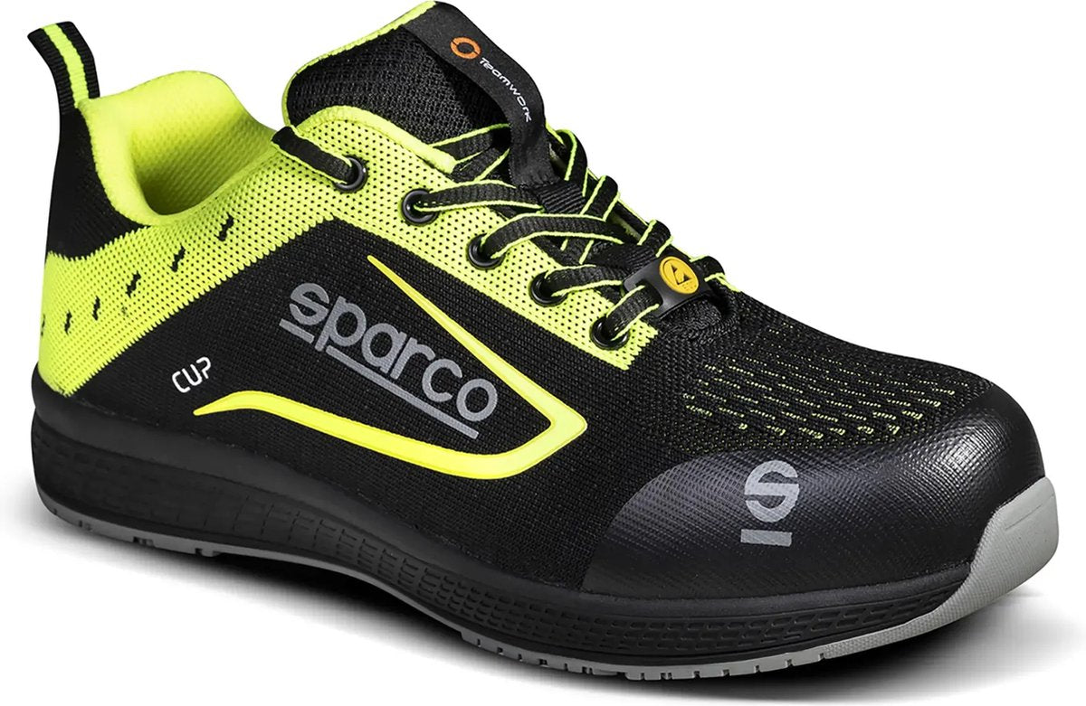 Sparco cup nurburg – lichtgewicht s1p veiligheidsschoen met ademend jacquard en sportieve stijl - zwart 40