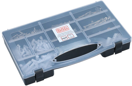Black+decker spijkers, pluggen en schroeven set - 560 stuks - assortimentsdoos