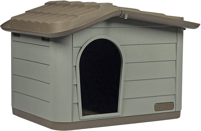Duvo plus pepita eco hondenhok - huisdierhuis van gerecycleerd plastic - binnen buiten - 65x46x48cm - bruin groen