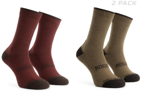 Rogelli merino wool dames en heren 2 pack fietssokken - bordeaux bruin