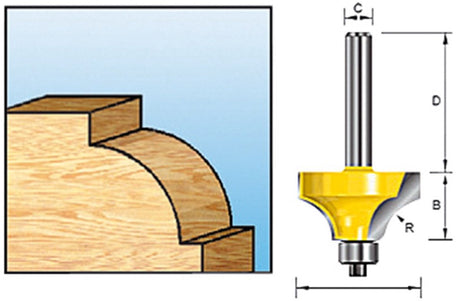 Makita r4,76 22,23x9,53mm s 8mm freesbit kwartrondfrees + lager - d-11324