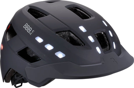 Bbb cycling fietshelm met verlichting - district led - ebike helm voor heren dames - abs shell - medium large: 54 - 60cm - mat zwart - bhe-162 m l