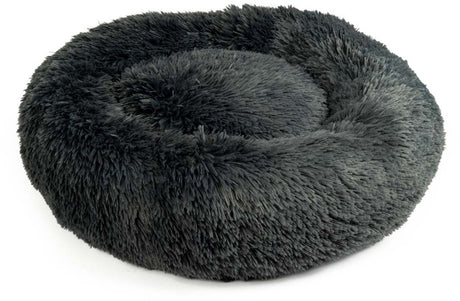 Duvo plus snug donut mand - donutbed hond en kat - fluffy kattenmand - zacht pluche wasbaar - m 65x65x15cm - donkergrijs m