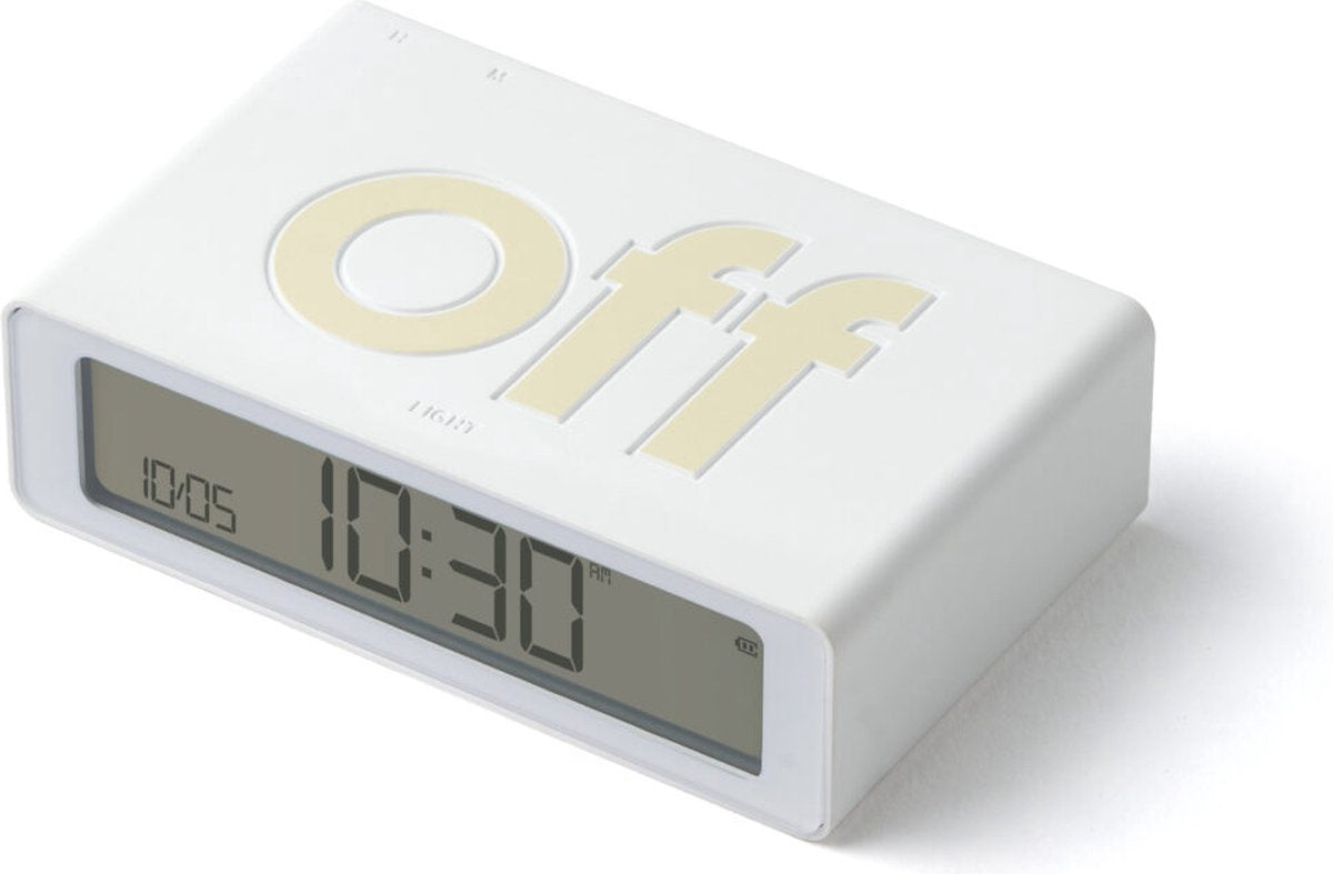 Lexon design lexon flip mini 8cmx2,3cmx4,9cm lr158 on off oplaadbare wekker - wit