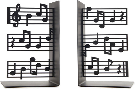 Balvi boekensteunen set muziek metaal zwart