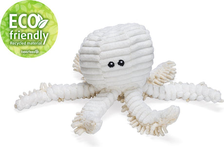 Beeztees eco honden knuffel octopus okki - honden speelgoed - zonder piep - 100% gerecycled - beige - 26x13x13 cm