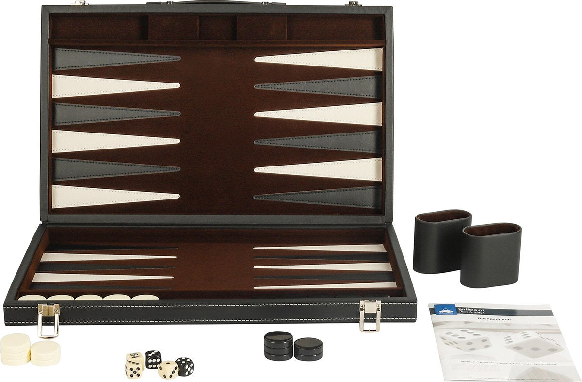 Buffalo backgammon ingelegd 46 x 28 cm zwart