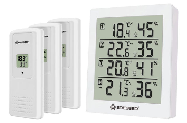 Bresser weerstation - temeo hygro quadro - met 4 onafhankelijke meetgegevens - wit
