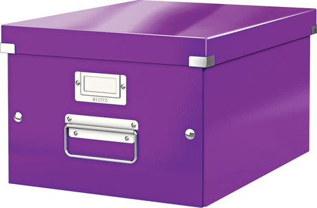 Leitz wow click store middelgrote kartonnen opbergdoos - 85% gerecycled karton - 28.1 x 37 cm (bxd) - voor a4 formaten - ideaal voor kantoor en thuiswerken - paars