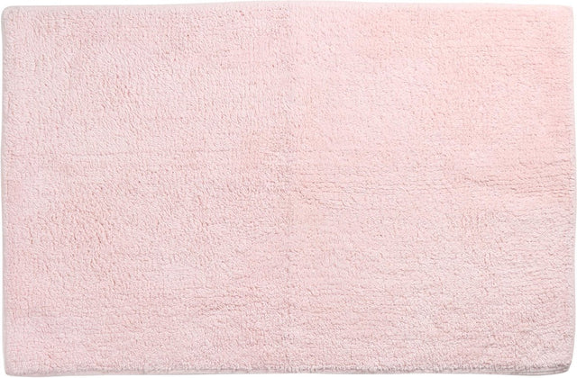 Differnz initio badmat 50x80cm roze - anti-slip laag voor extra veiligheid - geschikt voor vloerverwarming - 100% katoen - effen design met afgeronde hoeken - rechthoekige vorm - kleur roze