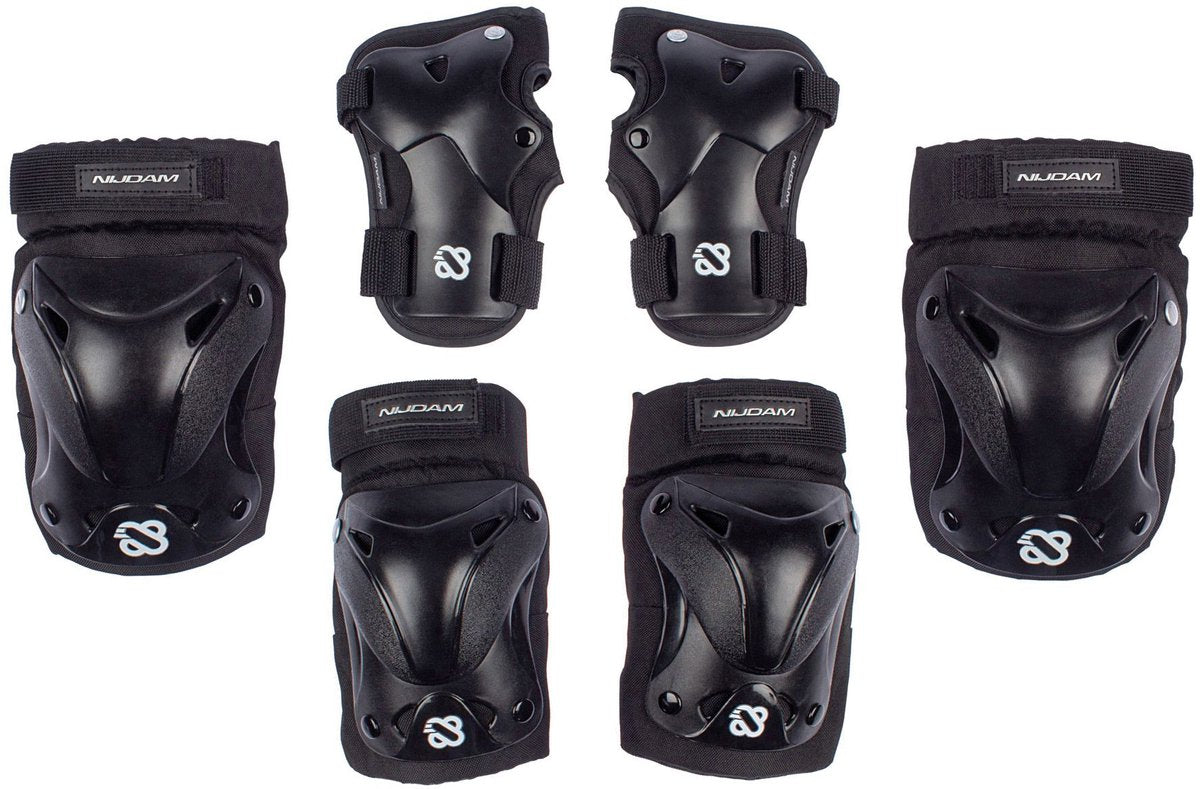 Nijdam skate beschermset senior - ink shield - zwart zilvergrijs - s