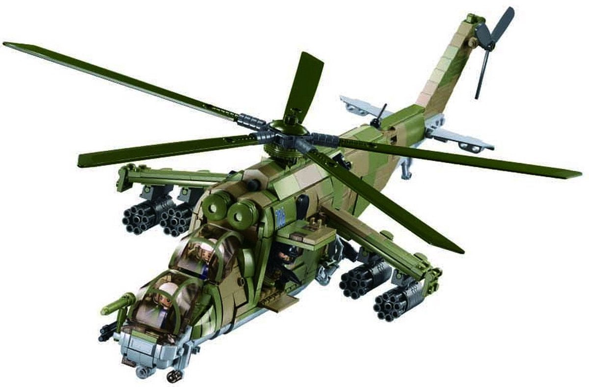 Sluban modelbricks mi-24s gunship bouwspeelgoed kinderen vanaf 6 jaar - constructiespeelgoed modelbouw - bouwdoos met 893 bouwstenen - m38-b1137
