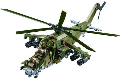 Sluban modelbricks mi-24s gunship bouwspeelgoed kinderen vanaf 6 jaar - constructiespeelgoed modelbouw - bouwdoos met 893 bouwstenen - m38-b1137