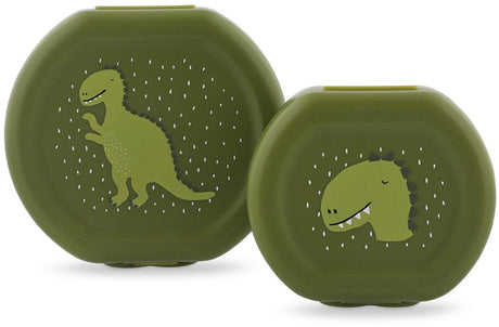 Trixie set van twee snackdoosjes met clip - mr. dino - makkelijk te openen  bpa-vrij  voor school en onderweg