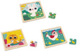 Janod - houten puzzel - dierenthema - 3 puzzels met 9 stukjes