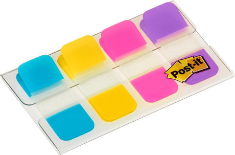 Post-it â® index strong, draagbare set, turkoois, geel, roze, paars, 15,8 x 38,1 mm, 10 tabs kleur, 4 kleuren dispenser