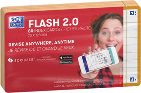 Oxford flash 2.0 - flashcards - gelijnd - a7 - oranje rand - 80 stuks