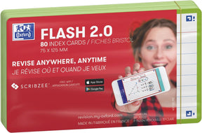 Oxford flash 2.0 - flashcards - gelijnd - a7 - groene rand - 80 stuks