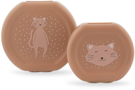 Trixie set van twee snackdoosjes met clip - mrs. cat - makkelijk te openen - bpa-vrij - voor school en onderweg