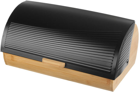 Brunbeste broodtrommel – 38 × 24 × 18,5 cm – zwart mat bamboe – stijlvol en hygiënisch