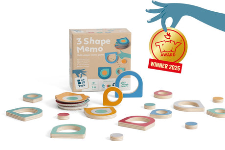 Bs toys 3-vormen memo - 3 shape memo - toy award winner - memory spel - tafelspel - educatief speelgoed - fsc hout - geschikt vanaf 5 jaar