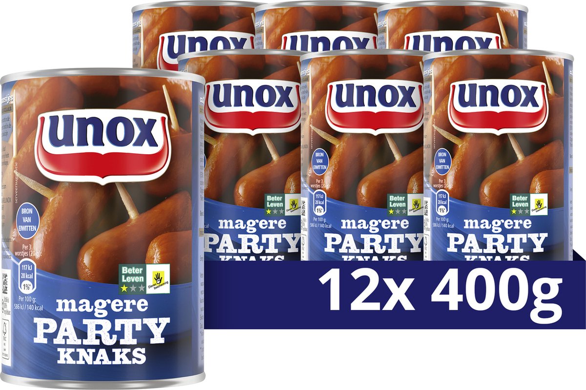 Unox knakworst - magere party knaks - 12 x 400 g - voordeelverpakking