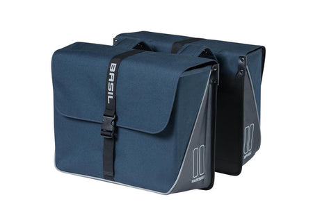 Basil Forte dubbele fietstas, waterafstotend, navy blauw zwart, 35L