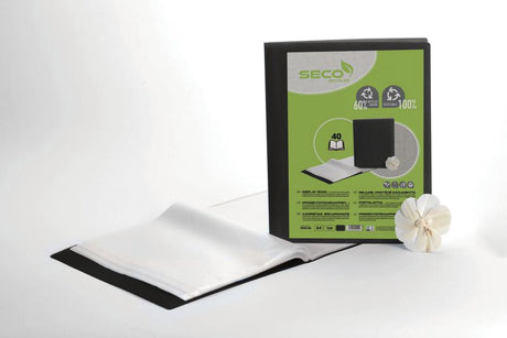 Seco showalbum a4 - 40 tassen - 50 micron - zwart - biologisch afbreekbaar