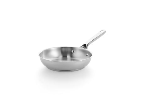 Bk sparkling uncoated koekenpan 20cm - zonder antikleeflaag - koekenpan inductie - rvs koekenpan - ovenbestendig tot 230°c – rvs handgreep – zilver