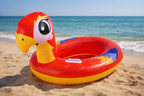 Eddy toys ride-on parrot - opblaasbare papegaai ride-on speelgoed - geschikt voor zwembad en strand - pvc kunststof - max. belastbaar gewicht 45 kg - afmetingen 118x75x70 cm - rood