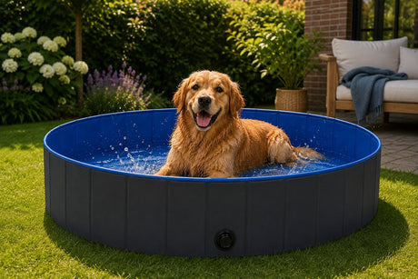 Flamingo hondenzwembad – hondenzwembad – 120 x 30 cm – blauw donkergrijs – opvouwbaar zwembad voor honden – splash