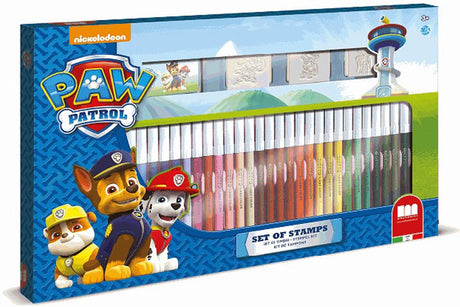 Paw patrol hondjes stempelset met stiften 41-delig - hobby knutselmateriaal - tekenen kleuren met stiften en stempels - uitwasbaar van huid en kleding