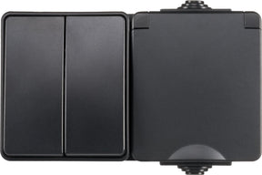 Ion industries opbouw combi wandcontactdoos en serieschakelaar | ip55 - zwart